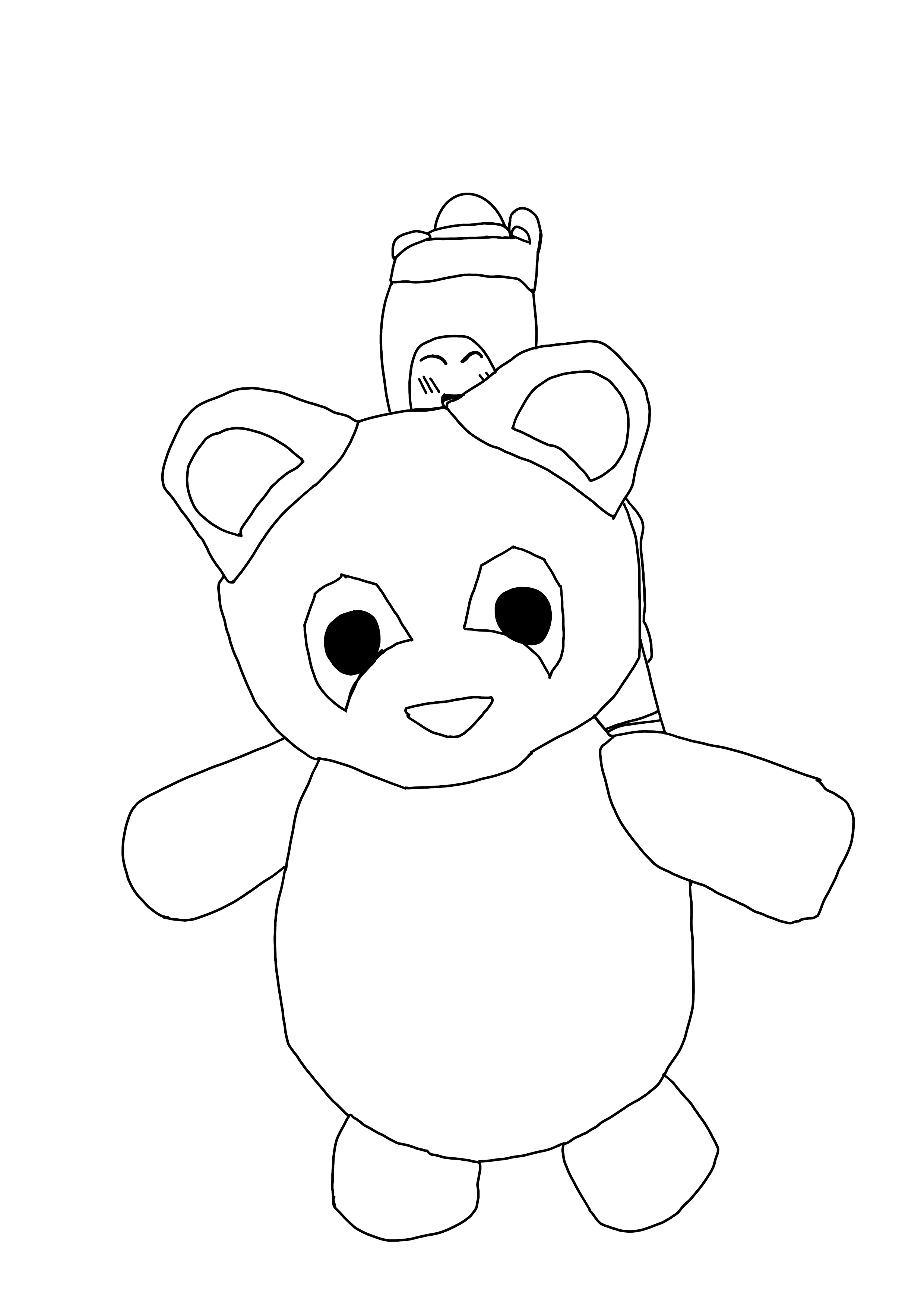 Un coloriage d'un personnage Roblox qui monte sur un panda