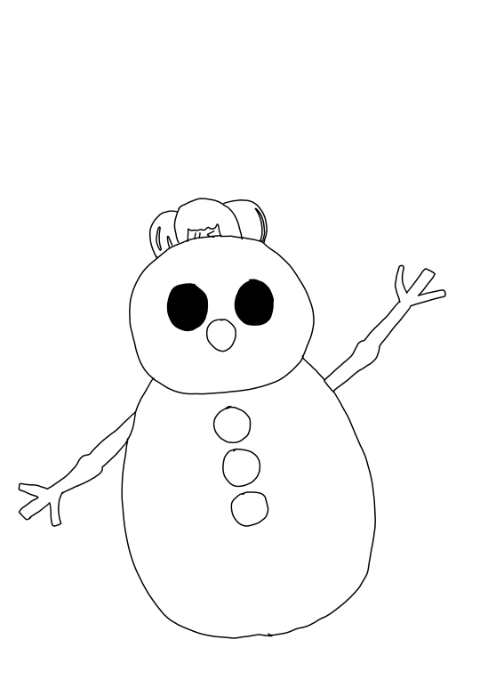 Un coloriage d'un personnage Roblox qui monte sur un snow-man